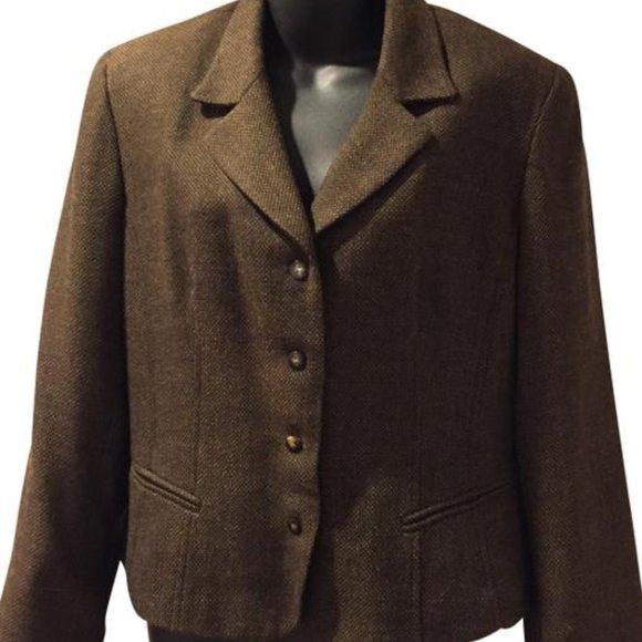 Gianni Brown Wool Blazer ~ Size 14Petite - Picture 1 of 7